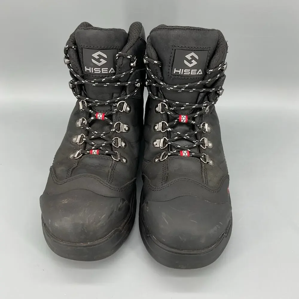 Hisea Men’s Waterproof Composite Toe Work Boots Black Size 9M